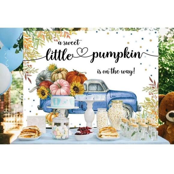 NIP BUTEN FALL THEMED BABY BOY SHOWER BACKDROP - Picture 2 of 6